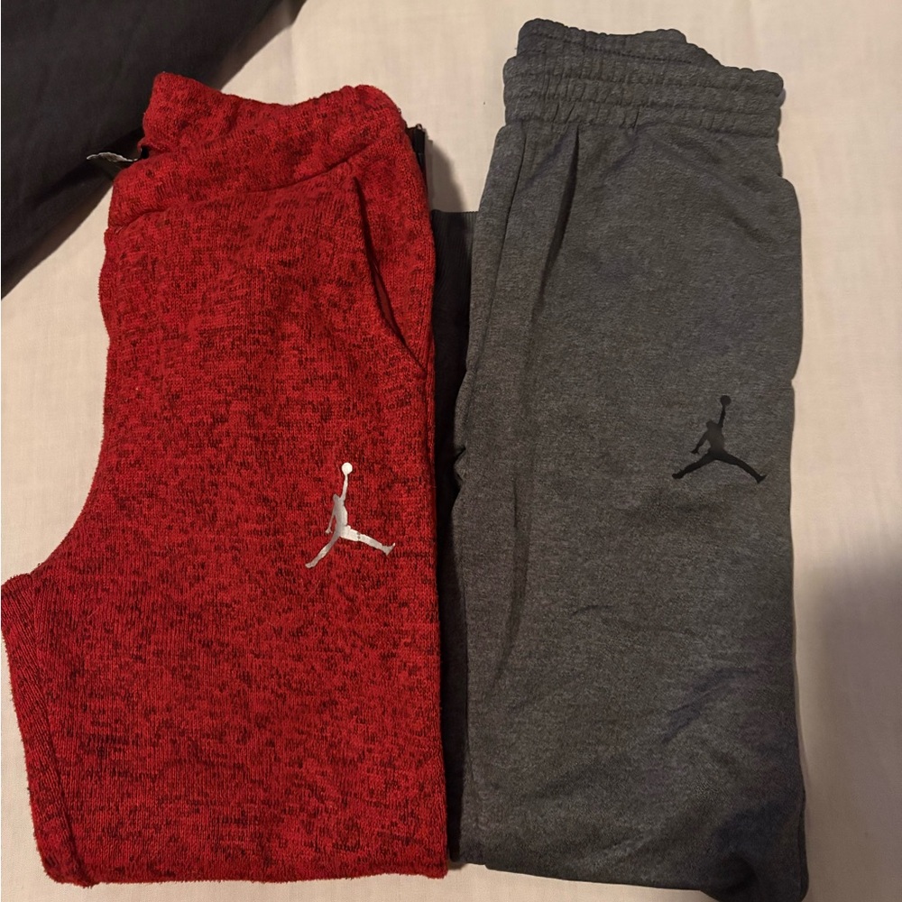 Jordan Kids Red and Gray Jumpman Fleece Joggers - 2 Pack